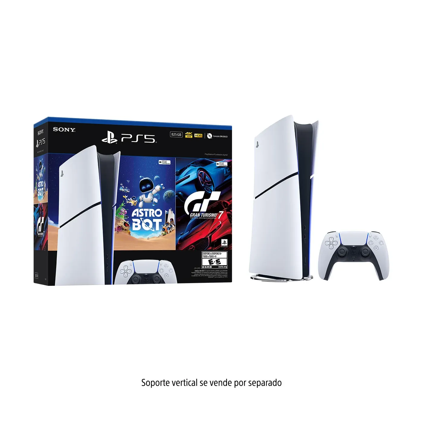 Consola PS5 Digital 825 GB HW 2115 + 1 Control inalámbrico + Juego PS5 Gran Turismo 7 Completo + Juego PS5 Astro Bot - Imagen 3
